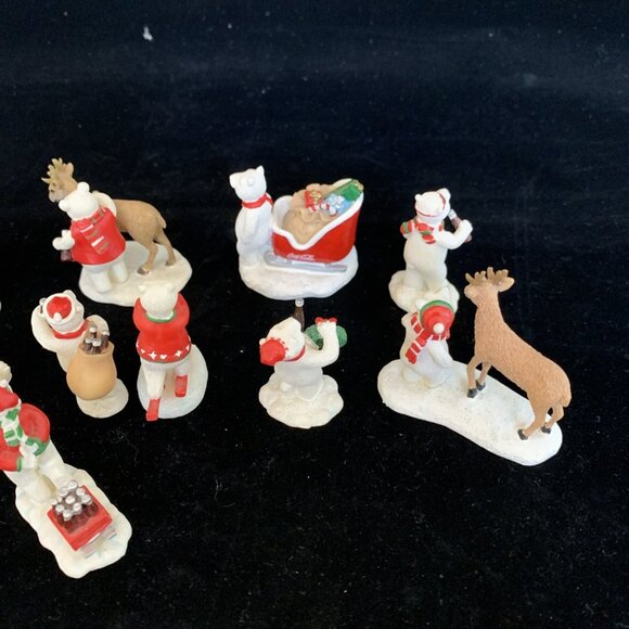Lot of 12 Coca-Cola Hawthorne Village Figurines Polar Bears 2002 Miniature Vtg - Picture 11 of 11